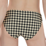 Tan And Black Houndstooth Pattern Print Women's Panties