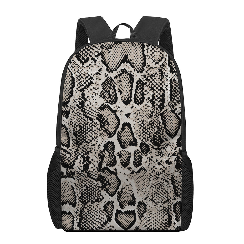 Tan And Black Snakeskin Print 17 Inch Backpack