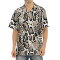 Tan And Black Snakeskin Print Aloha Shirt