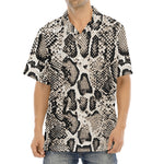 Tan And Black Snakeskin Print Aloha Shirt