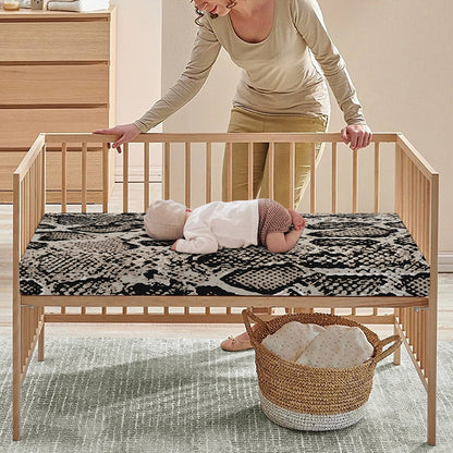 Tan And Black Snakeskin Print Baby Crib Sheet