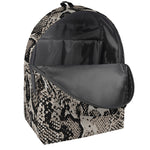 Tan And Black Snakeskin Print Backpack