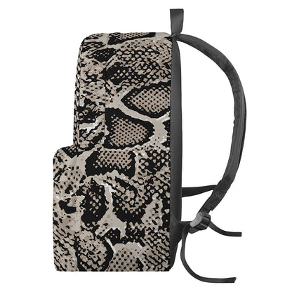 Tan And Black Snakeskin Print Backpack