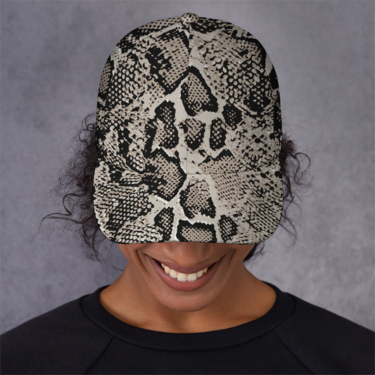 Tan And Black Snakeskin Print Baseball Cap