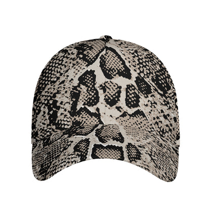 Tan And Black Snakeskin Print Baseball Cap