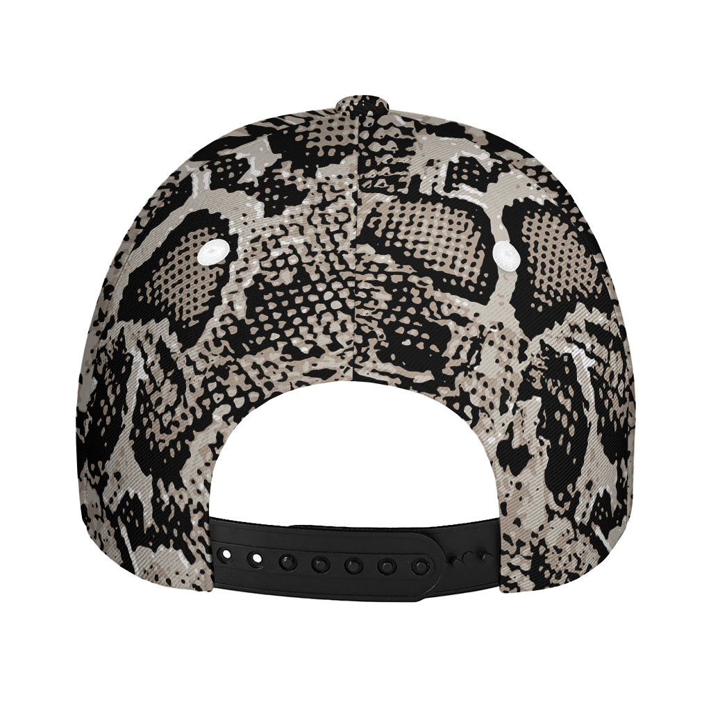 Tan And Black Snakeskin Print Baseball Cap