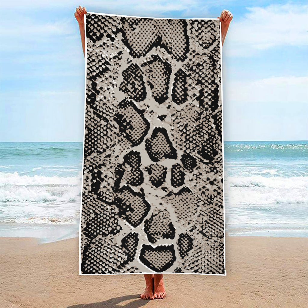 Tan And Black Snakeskin Print Beach Towel