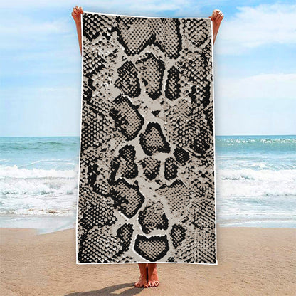 Tan And Black Snakeskin Print Beach Towel