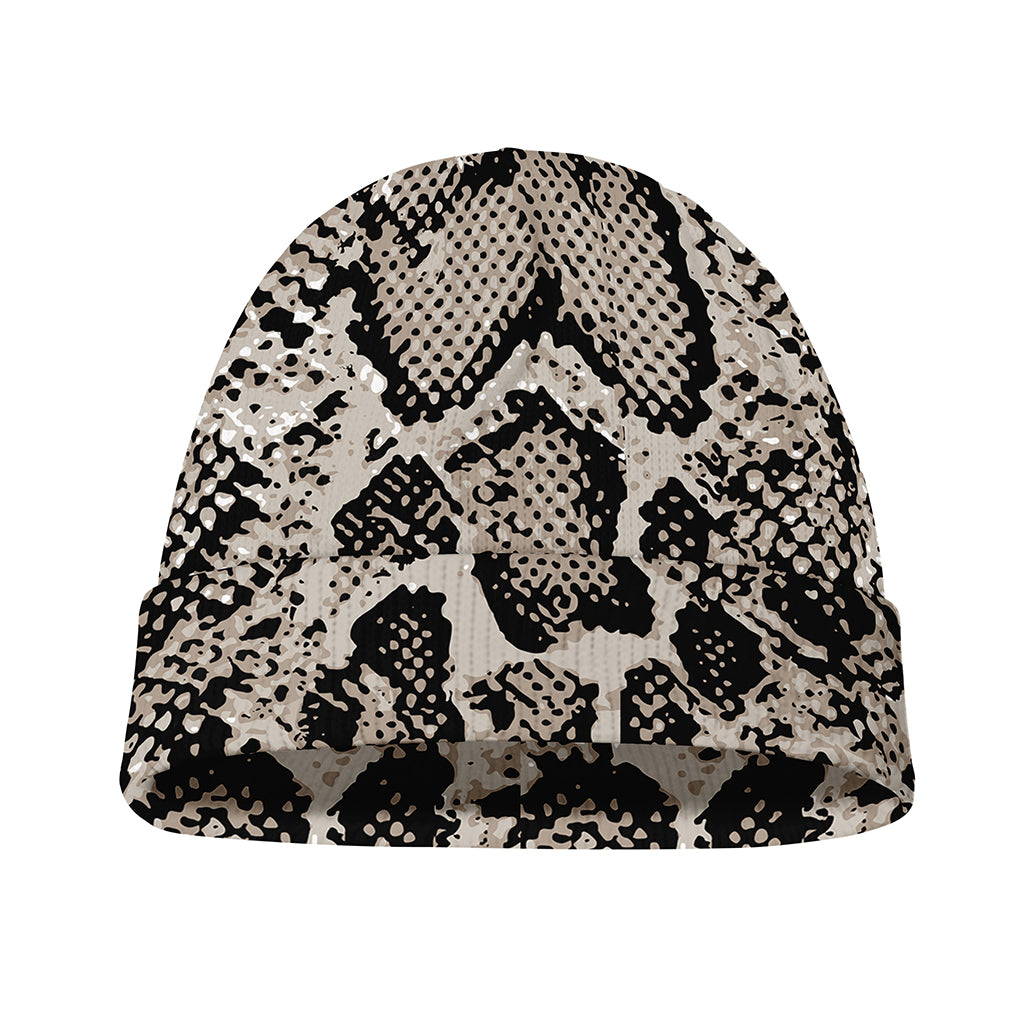 Tan And Black Snakeskin Print Beanie