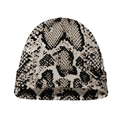 Tan And Black Snakeskin Print Beanie