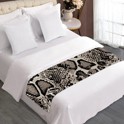 Tan And Black Snakeskin Print Bed Runner