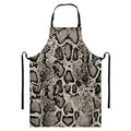 Tan And Black Snakeskin Print Bib Apron With Pocket