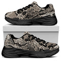 Tan And Black Snakeskin Print Black Chunky Shoes