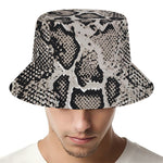 Tan And Black Snakeskin Print Bucket Hat