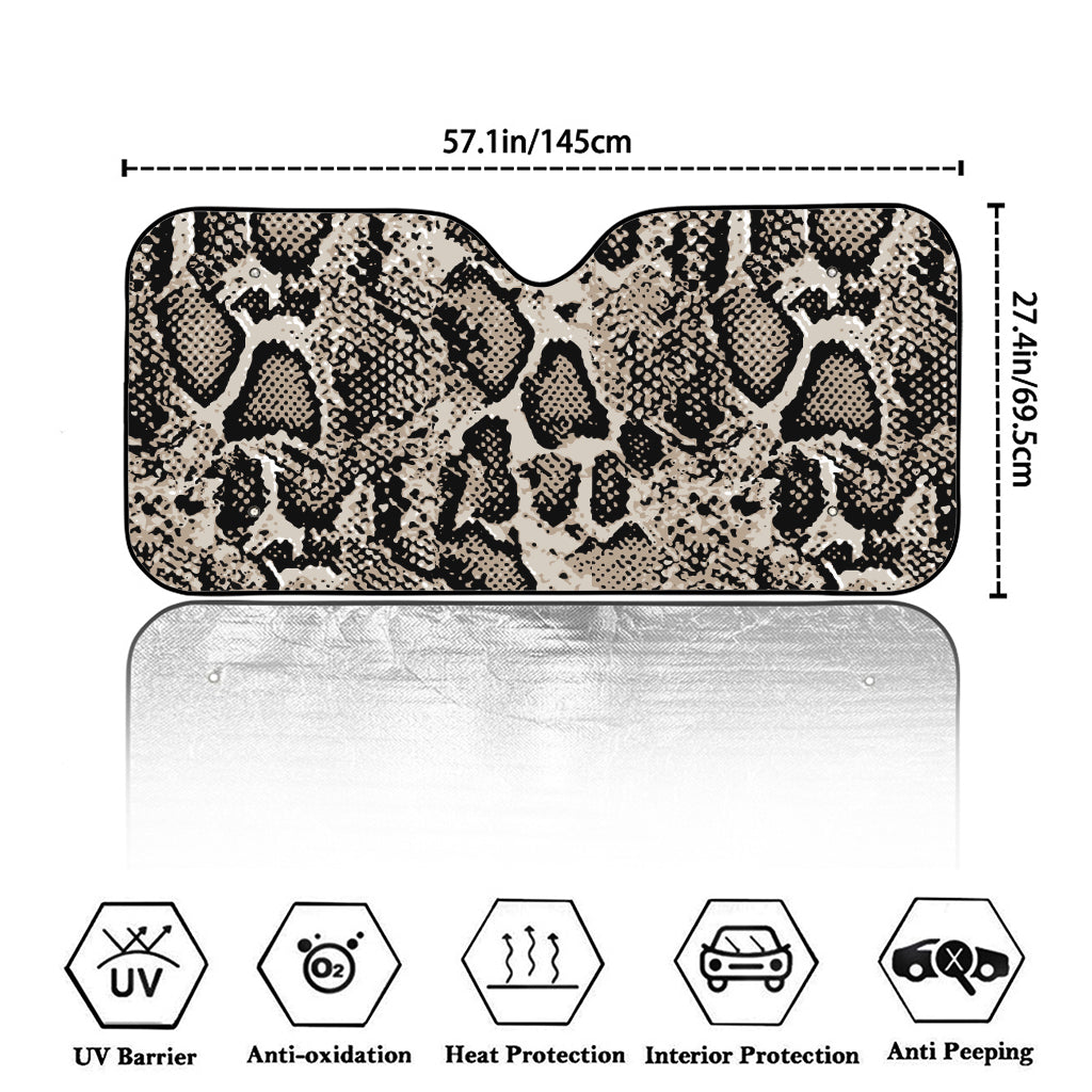 Tan And Black Snakeskin Print Car Windshield Sun Shade