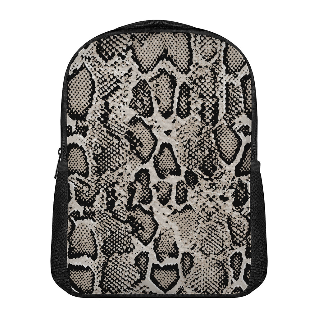 Tan And Black Snakeskin Print Casual Backpack