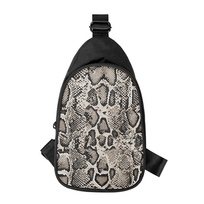 Tan And Black Snakeskin Print Chest Bag