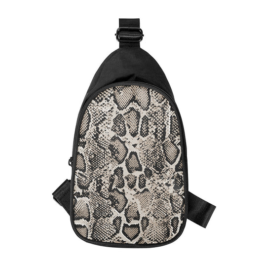 Tan And Black Snakeskin Print Chest Bag