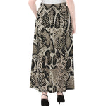 Tan And Black Snakeskin Print Chiffon Maxi Skirt
