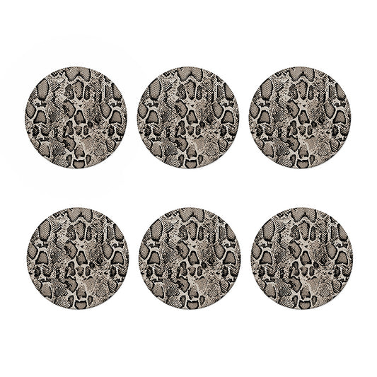 Tan And Black Snakeskin Print Coaster Set