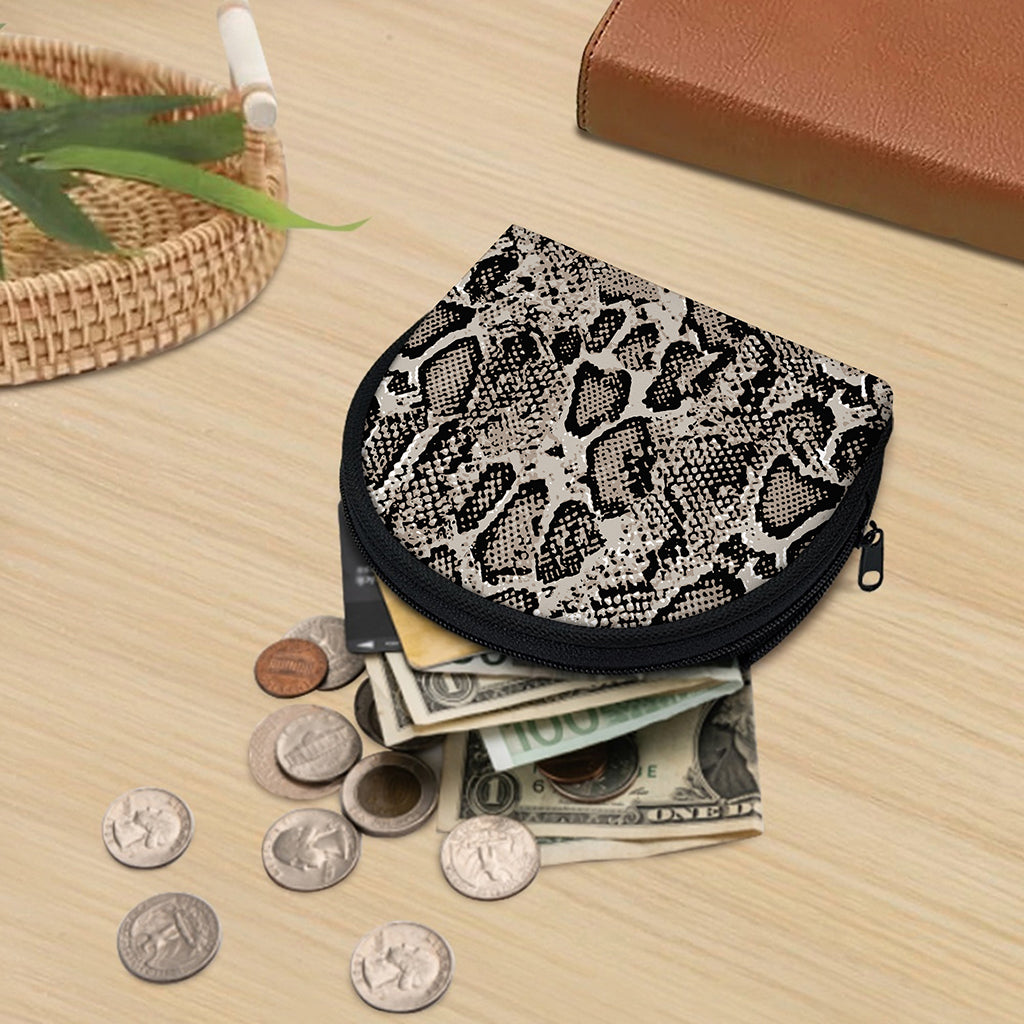 Tan And Black Snakeskin Print Coin Purse