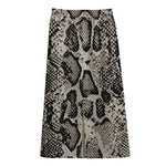 Tan And Black Snakeskin Print Cotton Front Slit Maxi Skirt