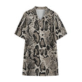Tan And Black Snakeskin Print Cotton Hawaiian Shirt