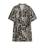 Tan And Black Snakeskin Print Cotton Hawaiian Shirt