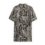 Tan And Black Snakeskin Print Cotton Hawaiian Shirt