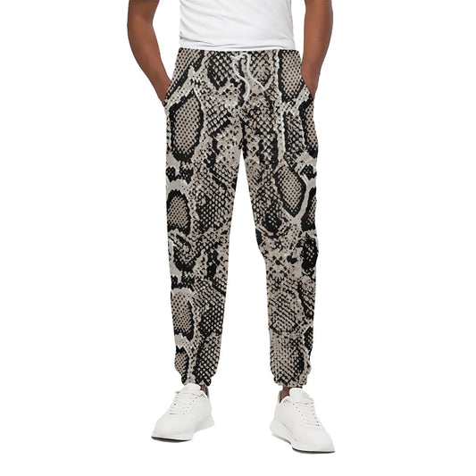 Tan And Black Snakeskin Print Cotton Pants