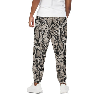 Tan And Black Snakeskin Print Cotton Pants