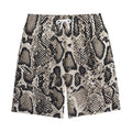 Tan And Black Snakeskin Print Cotton Shorts