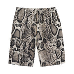 Tan And Black Snakeskin Print Cotton Shorts
