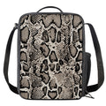 Tan And Black Snakeskin Print Crossbody Lunch Bag