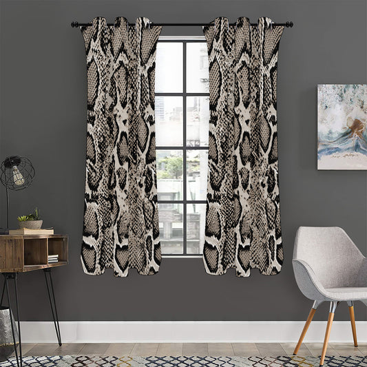 Tan And Black Snakeskin Print Curtain
