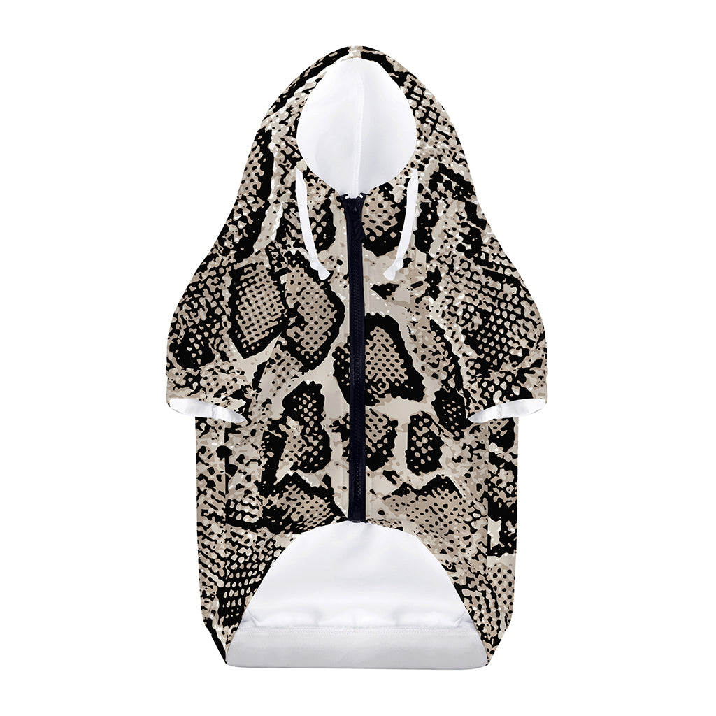 Tan And Black Snakeskin Print Dog Zip Up Hoodie