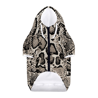 Tan And Black Snakeskin Print Dog Zip Up Hoodie