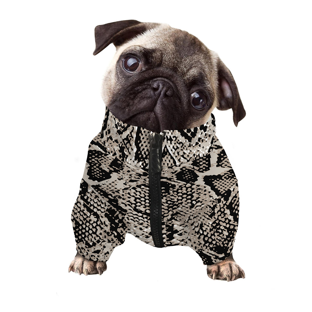 Tan And Black Snakeskin Print Dog Zip Up Jacket