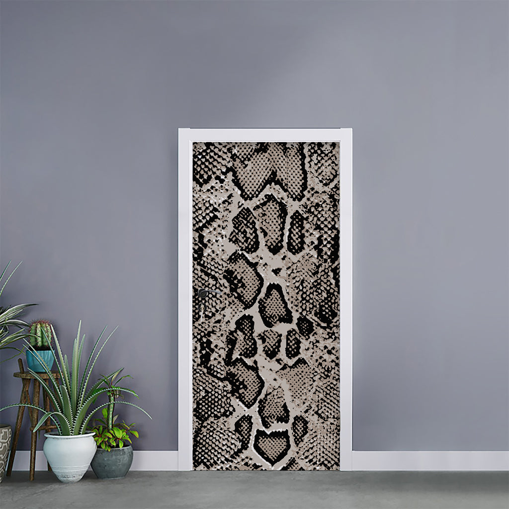 Tan And Black Snakeskin Print Door Sticker