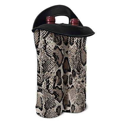 Tan And Black Snakeskin Print Double Neoprene Wine Tote