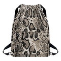 Tan And Black Snakeskin Print Drawstring Backpack