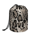Tan And Black Snakeskin Print Drawstring Makeup Bag