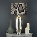 Tan And Black Snakeskin Print Drum Lamp Shade