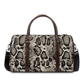 Tan And Black Snakeskin Print Duffel Bag