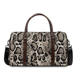 Tan And Black Snakeskin Print Duffle Bag