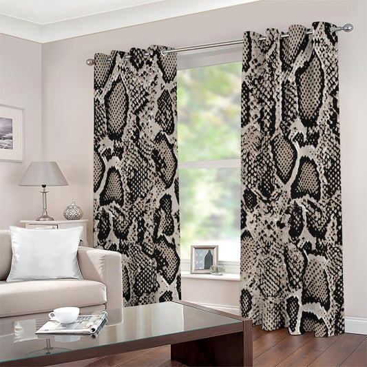 Tan And Black Snakeskin Print Extra Wide Grommet Curtains