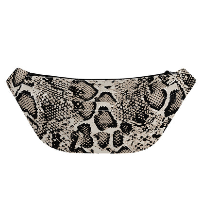 Tan And Black Snakeskin Print Fanny Pack