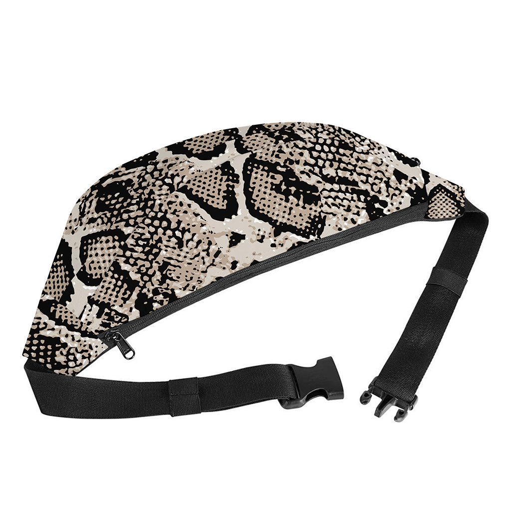 Tan And Black Snakeskin Print Fanny Pack