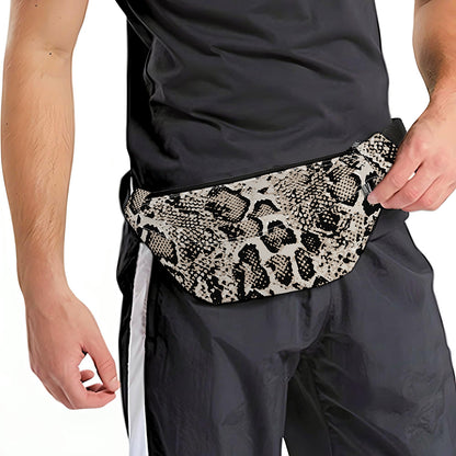 Tan And Black Snakeskin Print Fanny Pack