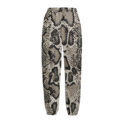 Tan And Black Snakeskin Print Fleece Lined Knit Pants